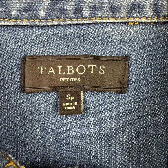 Talbots Blue Jean Jacket with Floral Embroidery size sp - Picture 4 of 8